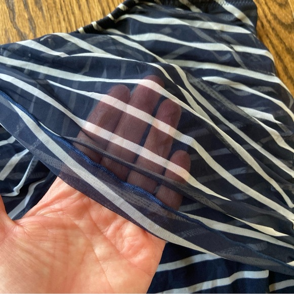 J. Crew Striped One Piece Swimsuit Ruched Sz 10 Bandeau Removeable Strap Barbie - Picture 3 of 10